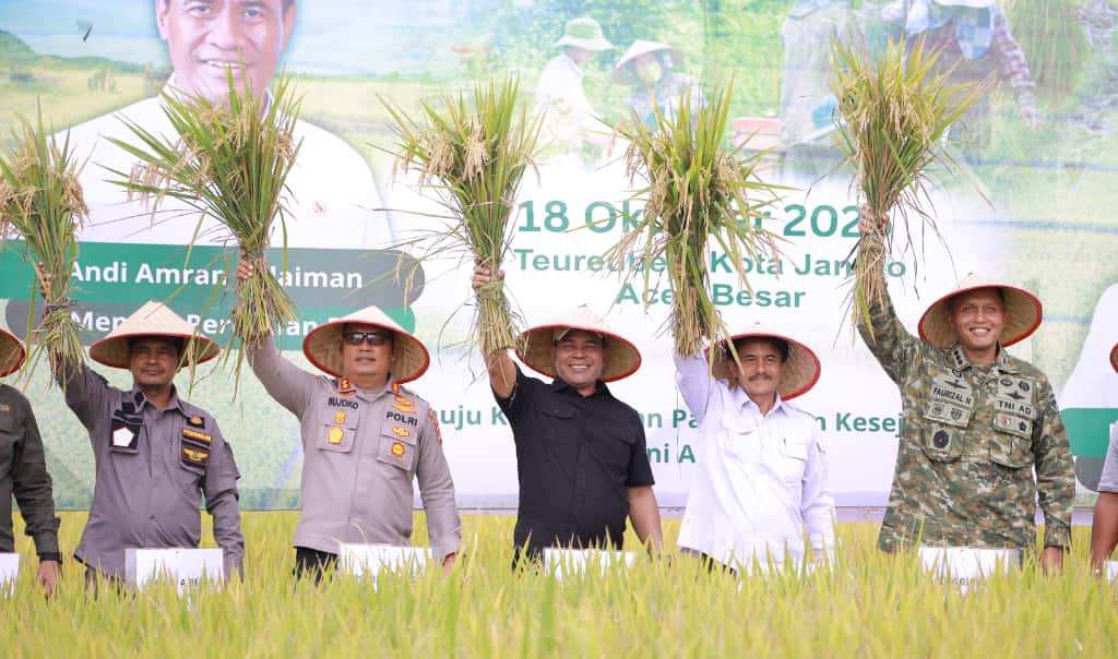 Bupati Muharram Idris Panen Padi Bersama Kementan RI di Terbeh Jantho